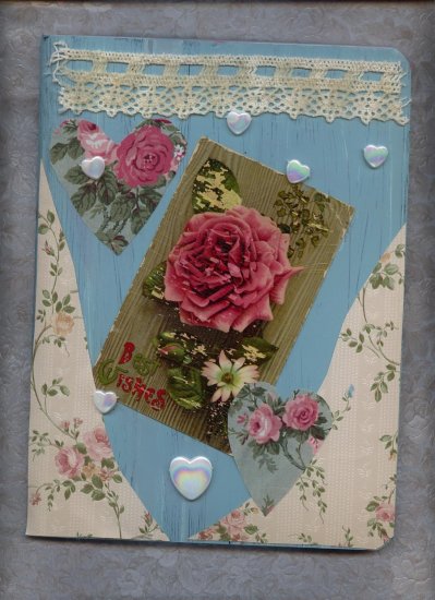 Altered Composition Journal OOAK Vintage Rose Postcard Journals