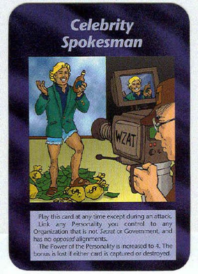 Illuminati Celebrity Spokesman New World Order Game Card