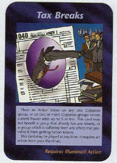 Illuminati Tax Breaks New World Order Game Trading Card