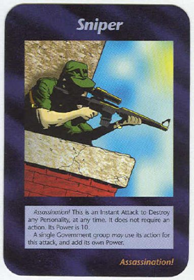 Illuminati Sniper New World Order Game Trading Card