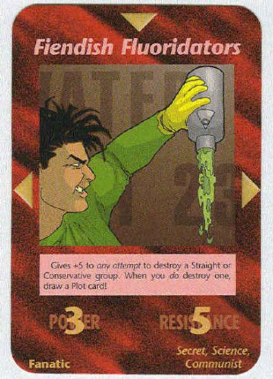 Illuminati Fiendish Fluoridators New World Order Game Card