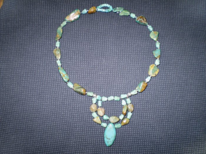 Gorgeous Australian Turquoise Necklace with Double Pendant