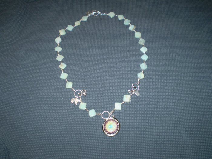 Amazonite, Sterling Silver with Handcrafted Mosiac Pendant