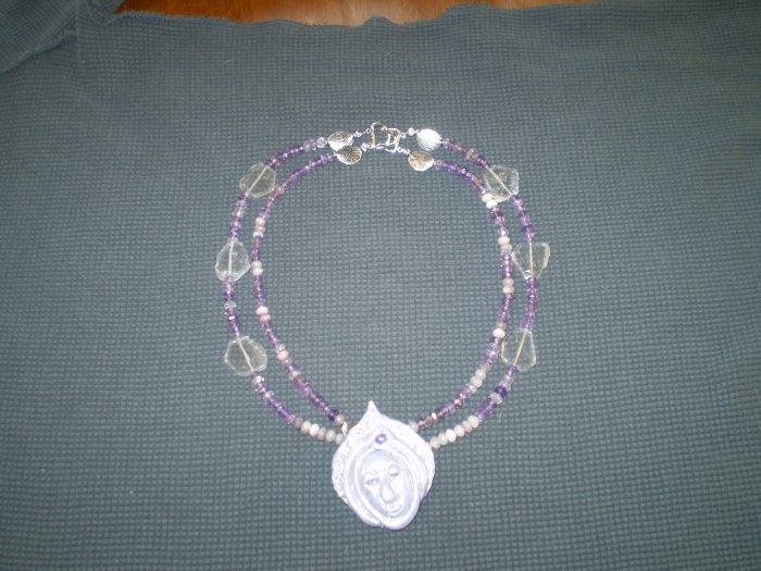 Stunning Amethyst Necklace with Handcrafted Goddess Pendant