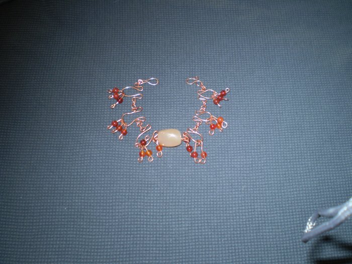 Handcrafted Copper Wire Bracelet with Carnelian Drops