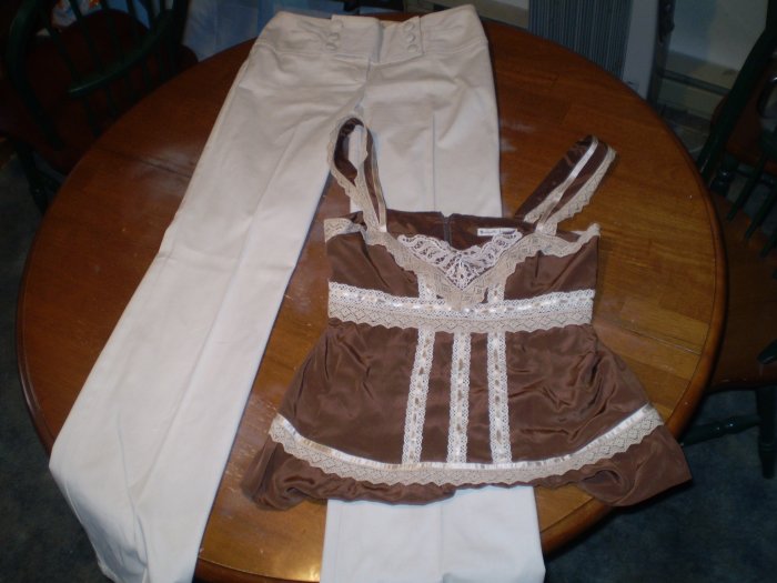 Nanette Lepore Wide Leg Sailor style pants with Empire Waist Blouse