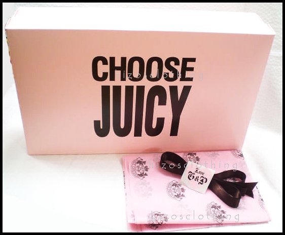 Juicy Couture Large Gift Box Tissue Ribbon Sticker Set
