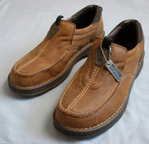 NEW WOLVERINE brown leather shoes loafers 12 EW $FREE US SHIPPING