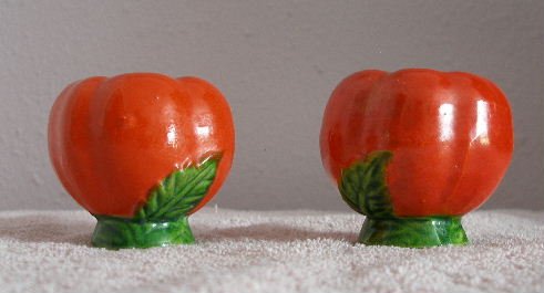 Japan vintage whimsical tomatoes salt & pepper shakers