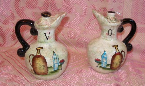 Vintage ceramic vinegar oil cruet set marked MINT