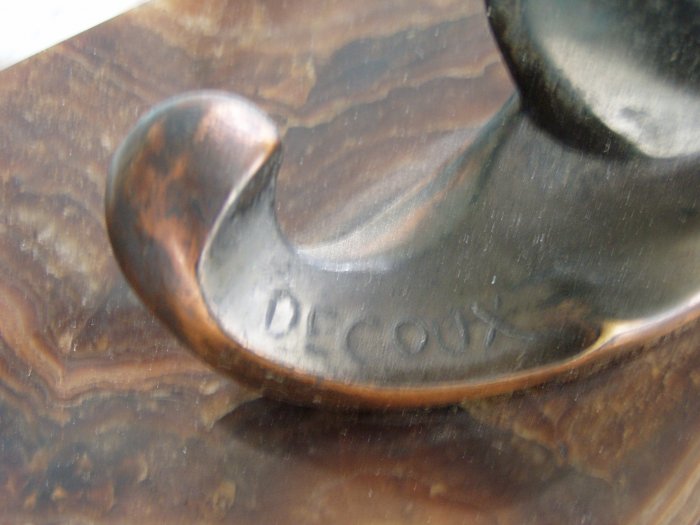 DECOUX signed art deco mantle marble clock