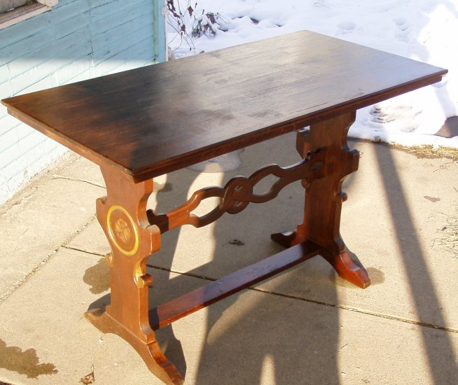 Limbert style mission arts&crafts oak trestle table