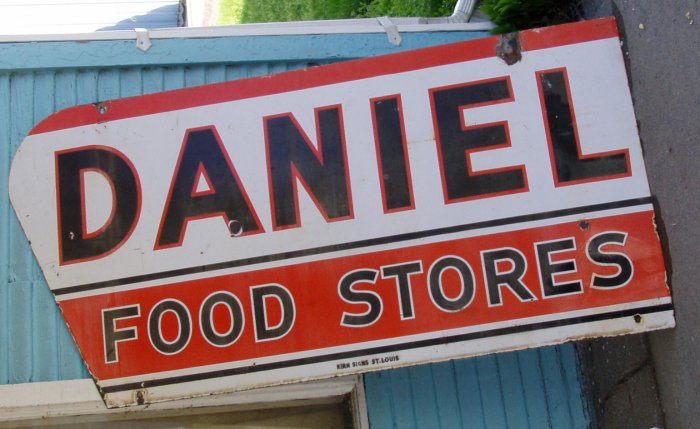 1940s grocery store porcelain store front sign