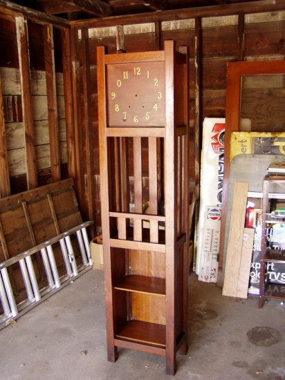 Mission oak grandfather hall clock case