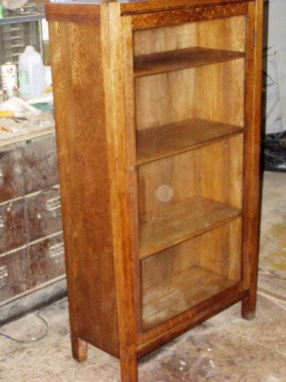 Antique Mission solid oak china cabinet