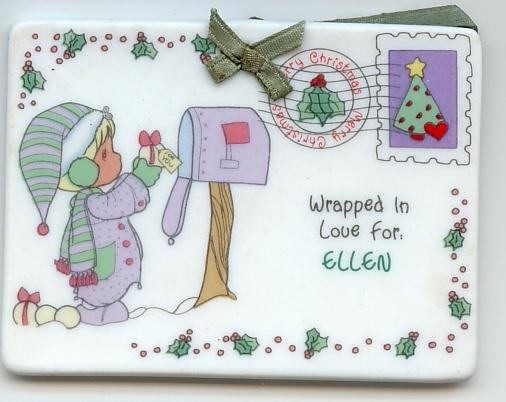 1992 Samuel J Butcher Enesco Christmas Ornament Tag Ellen
