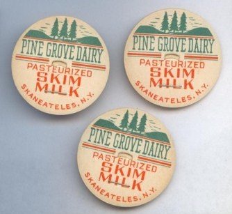 Vintage Milk Cap Pine Grove Dairy Skaneateles New York Skim Milk