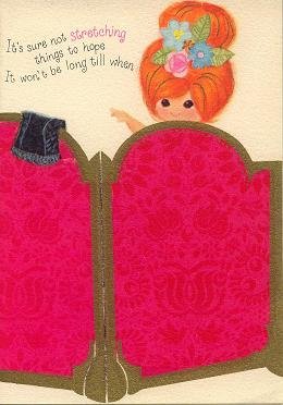 Vintage Get Well Card by Ambassador Cards Pretty Little Red hair woman behind dressing screen