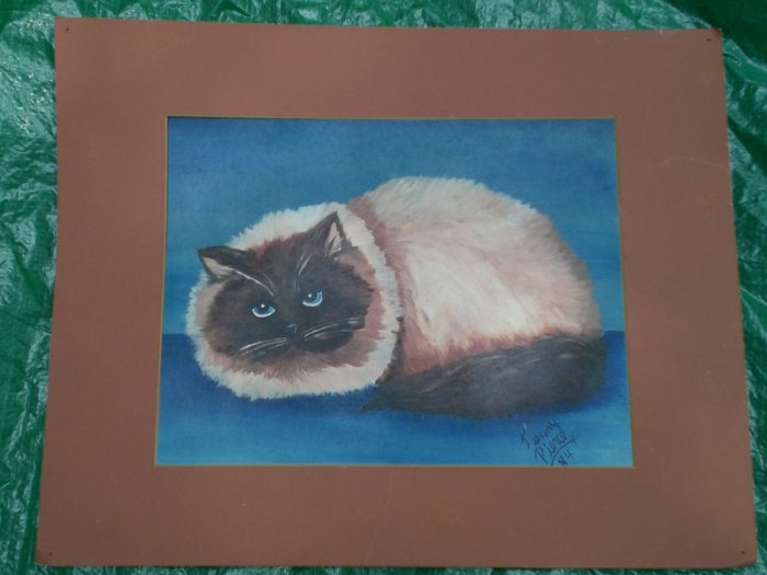 Unique Siamese Cat Picture Painted by a 13 year old boy Kenny Pierce 1984
