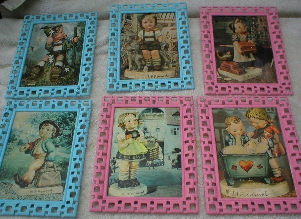 Vintage Set of 6 Hummel cute kids pictures framed