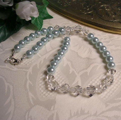 Blue Pearl and Crystal Choker