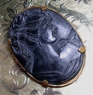 Black Cameo Brooch