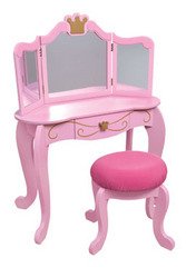 Princess Diva Table and Stool - Color: Pink with gold accent
