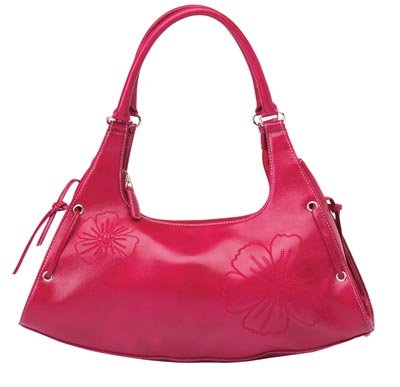 Rose Colored Purse with Floral Embroidery