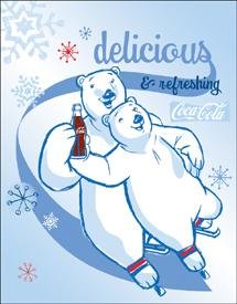 Tin Sign "COKE - Polar Bears"