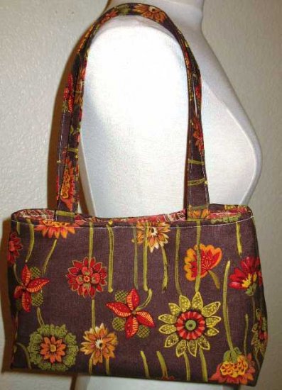 The Mabel Handbag - Brown Flower