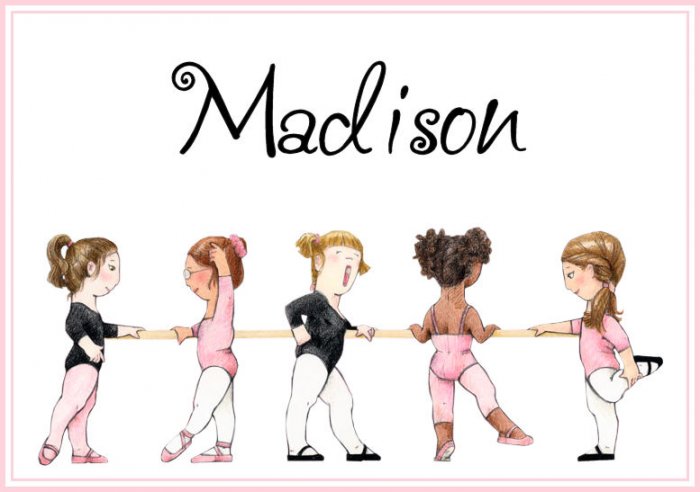 Ballet Pink Girl PERSONALIZED Note Cards Thank You
