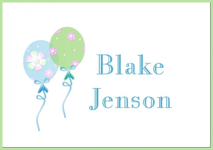 Boy Balloons PERSONALIZED Note Enclosure Cards