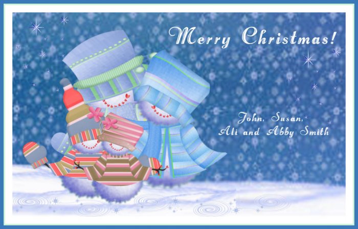 Christmas Cards Snowman Family Four PERSONALIZED
