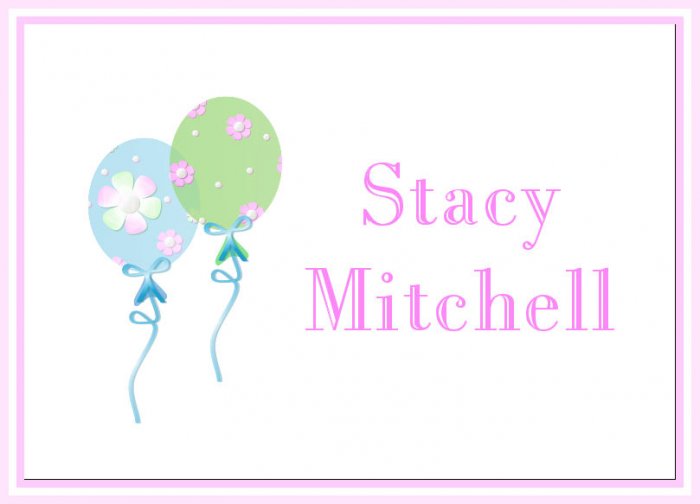 Girl Balloons Pink Flowers PERSONALIZED Note Cards
