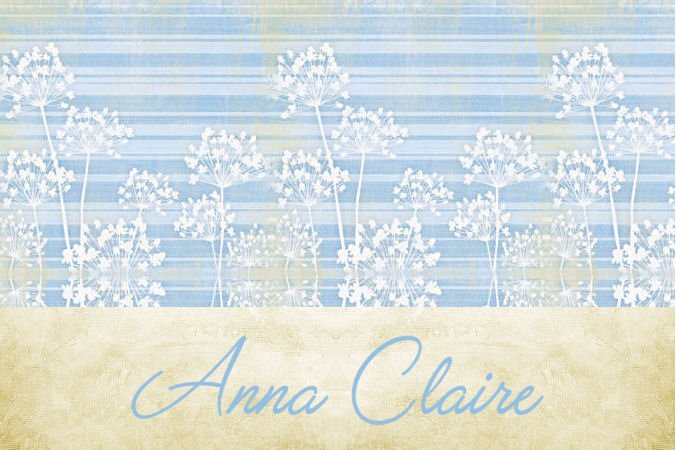 Lt Blue Stripe Flowers Vintage PERSONALIZED Note Cards