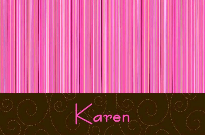 Pink & Brown Stripe Personalized Note Cards KAREN