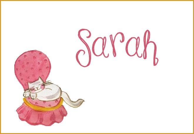 Pink Chair Cat Sleeping PERSONALIZED Note Cards Gift