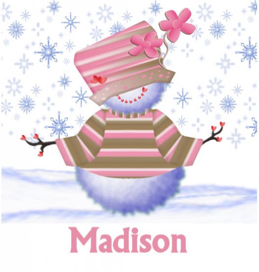 Snowman Christmas Cards Hat Pink Girl PERSONALIZED