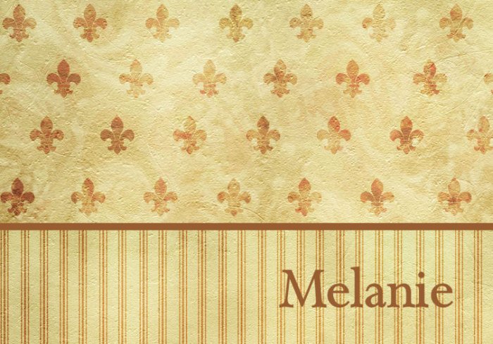 Stripes Fleur de Lis PERSONALIZED Note Cards