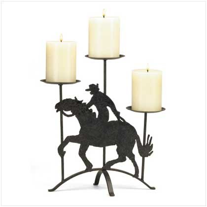 Cowboy on Horse Candleholder - 37430