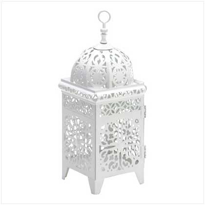 White Scrollwork Candle Lantern - 38332