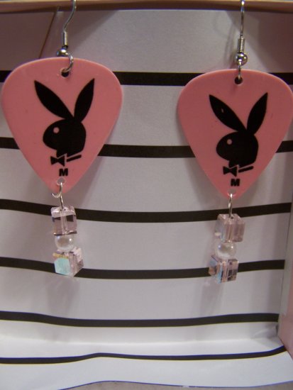 Pink Playboy 1 GUITAR PICK EARRINGS!