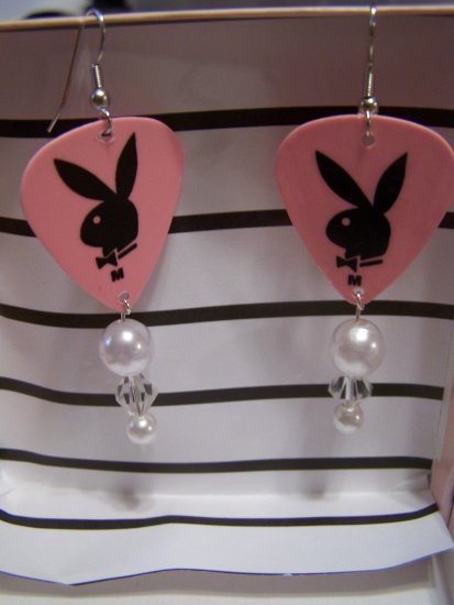 Pink Playboy 2` GUITAR PICK EARRINGS!