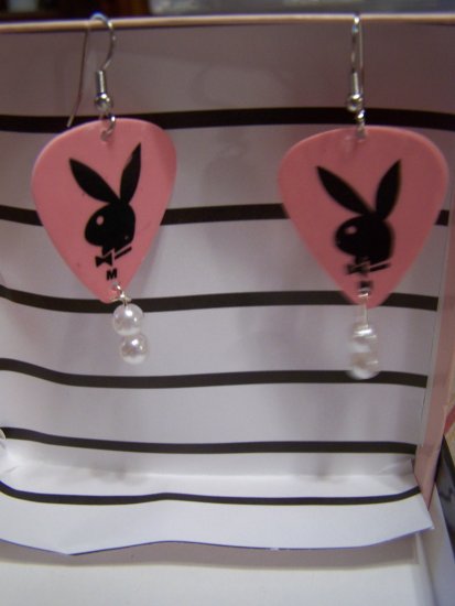 Pink playboy 2 GUITAR PICK EARRINGS!