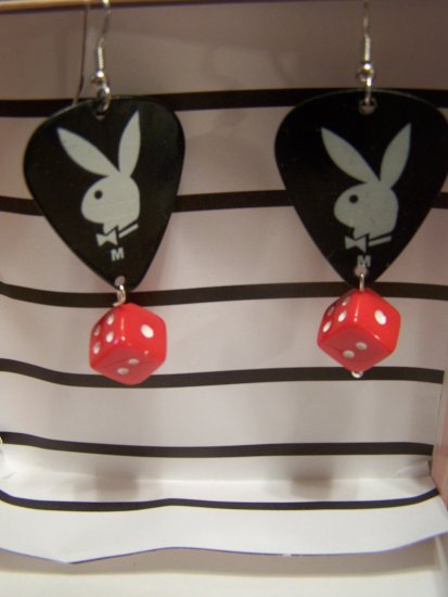 Black playboy earrings GUITAR PICK EARRINGS!