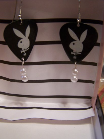 Black playboy earrings GUITAR PICK EARRINGS!