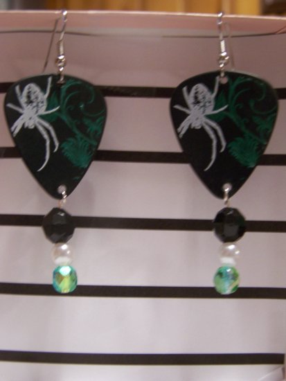 Spider print GUITAR PICK EARRINGS!
