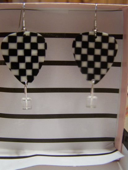 Checkered picks 2 NASCAR GUITAR PICK EARRINGS!