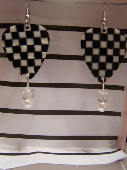 Checkered picks 3 NASCAR GUITAR PICK EARRINGS!