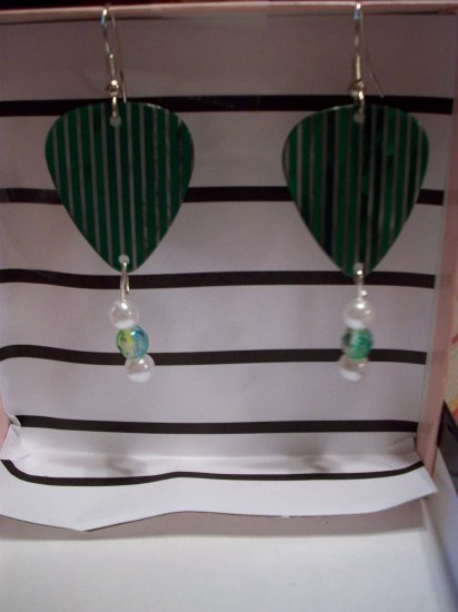 Green Striped picks GUITAR PICK EARRINGS!
